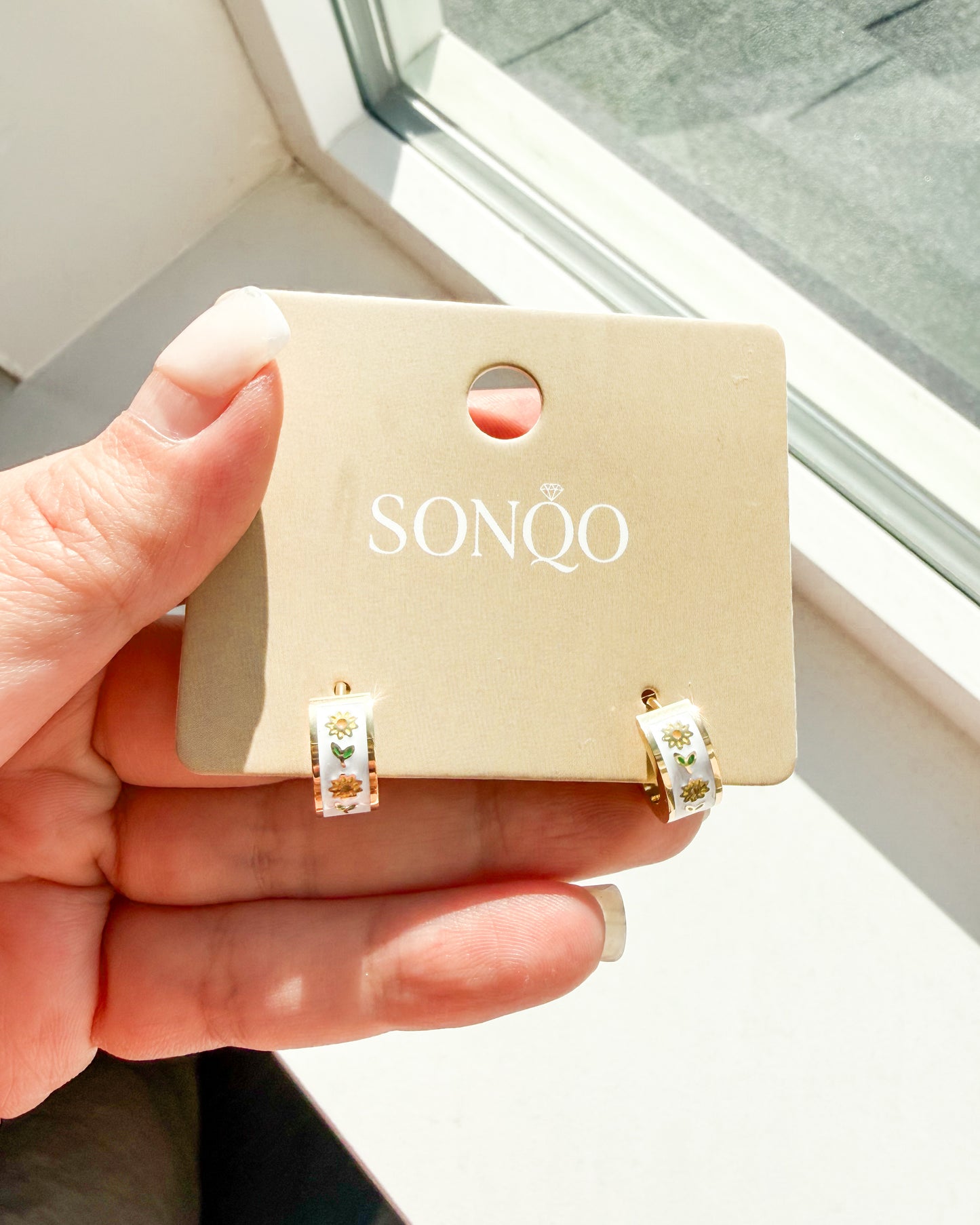 Sunflower SS Hoop Earrings