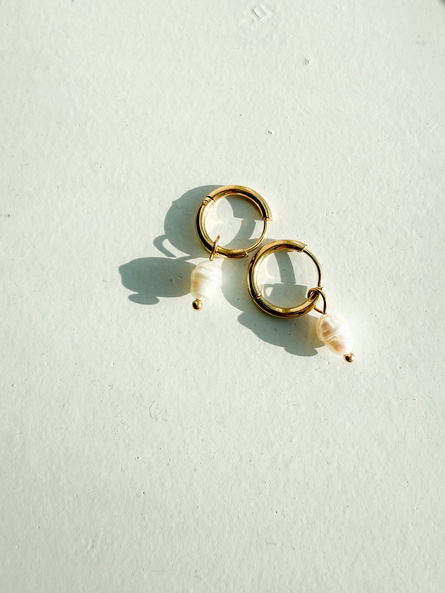 Little Pearls Gold Huggie Hoop Earrings