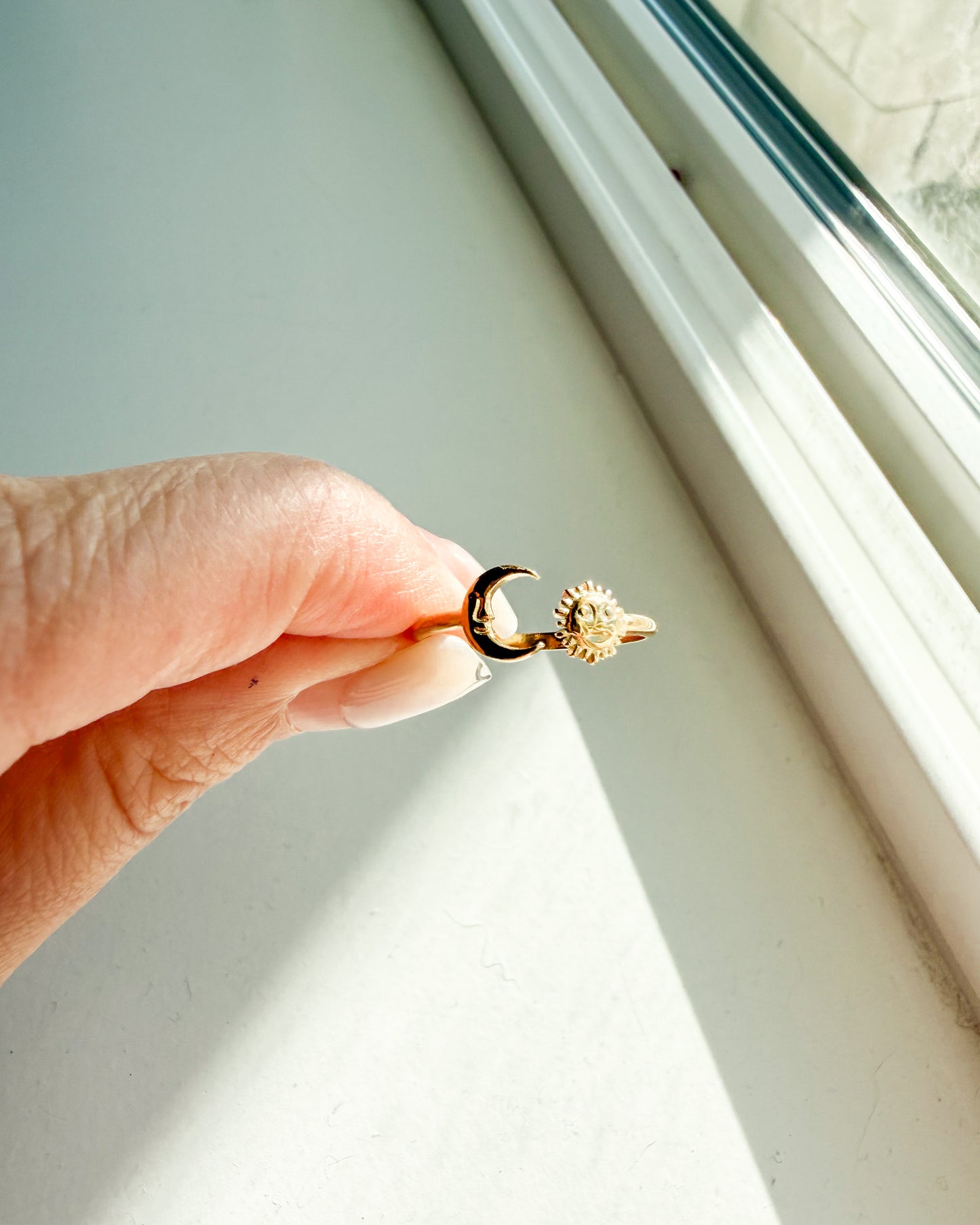 Sun & Moon Gold Ring Stainless Steel