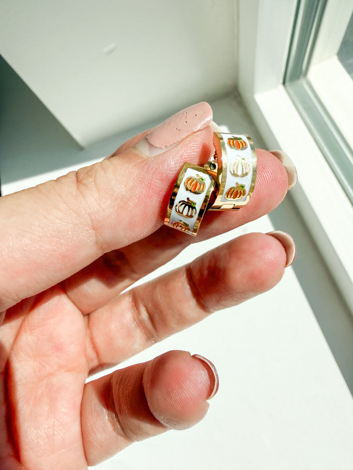 Pumpkin hoop earrings