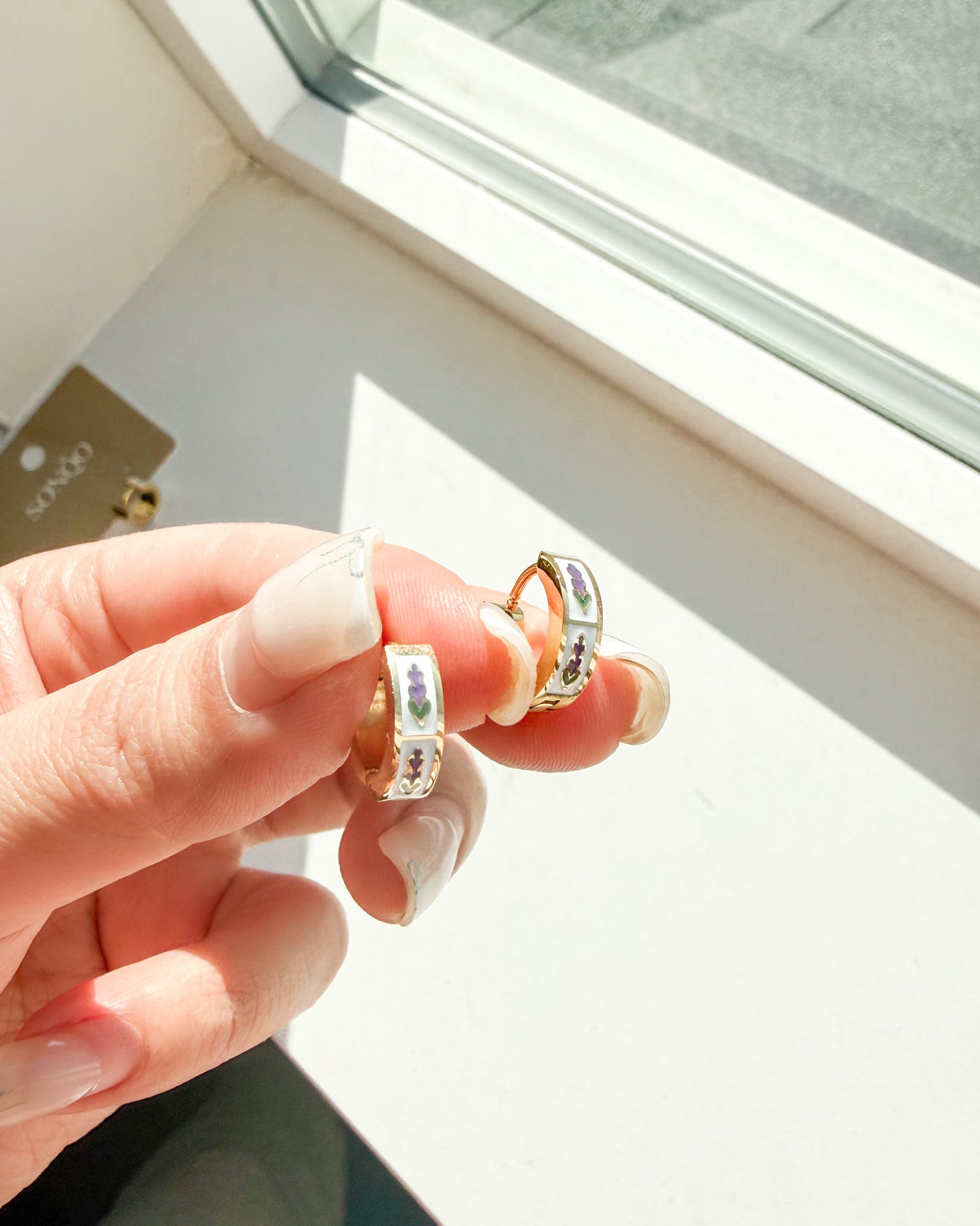 Lavender SS Hoop Earrings