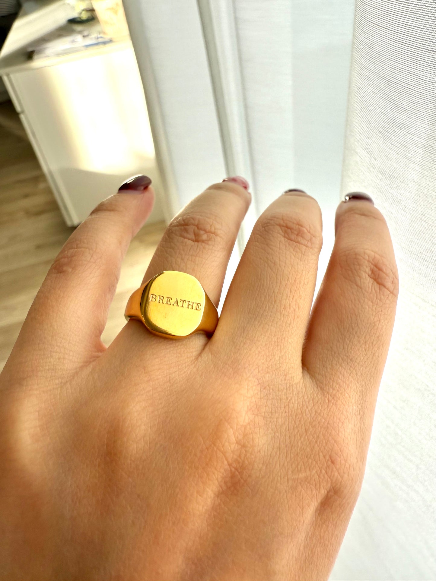 Breathe gold plated ring