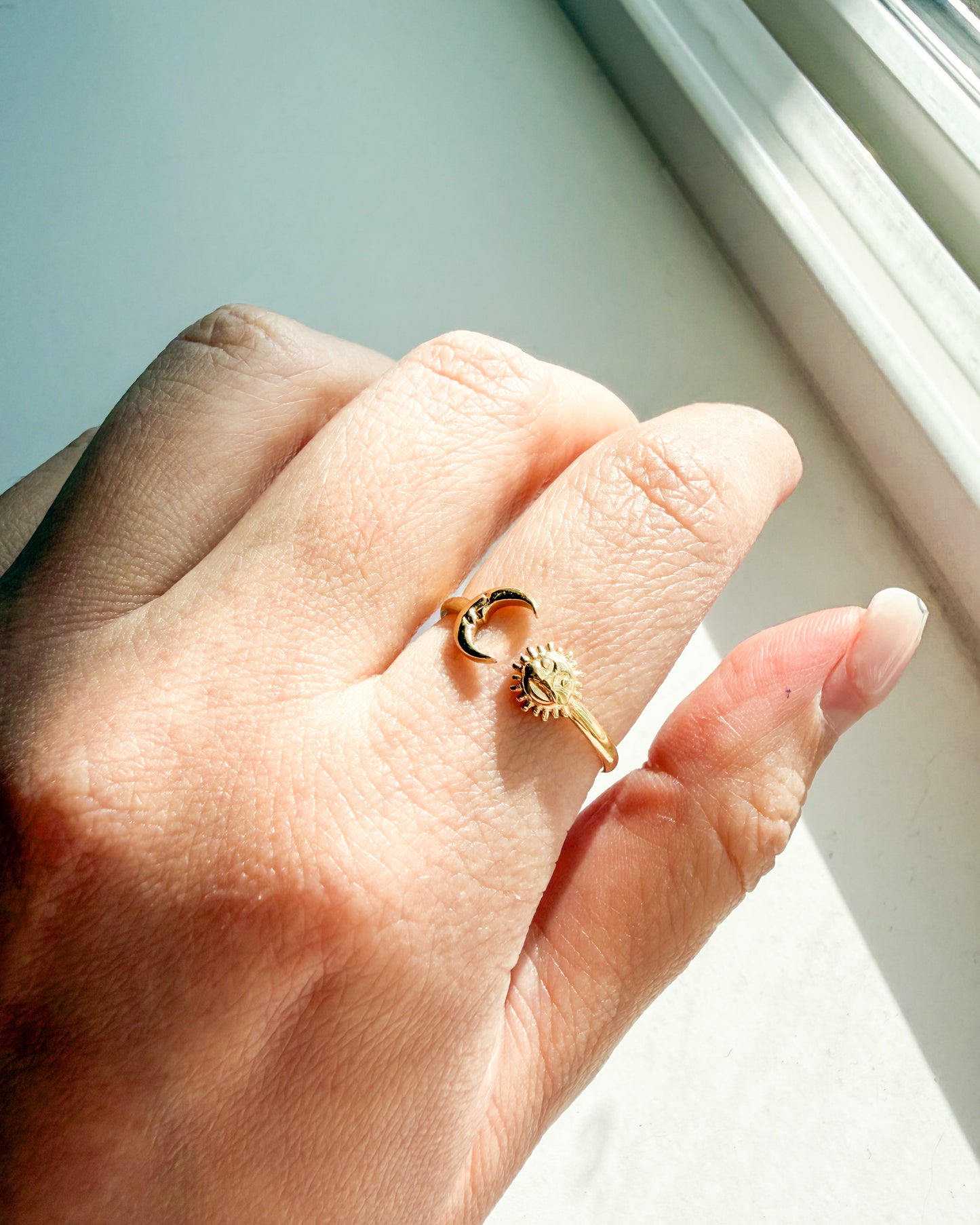 Sun & Moon Gold Ring Stainless Steel