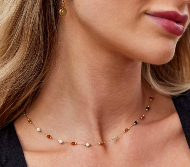 Linda Beaded Stone Necklace