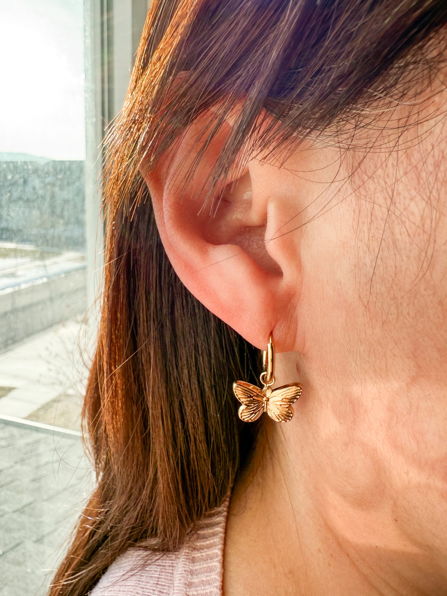 Butterfly Hoop Earrings