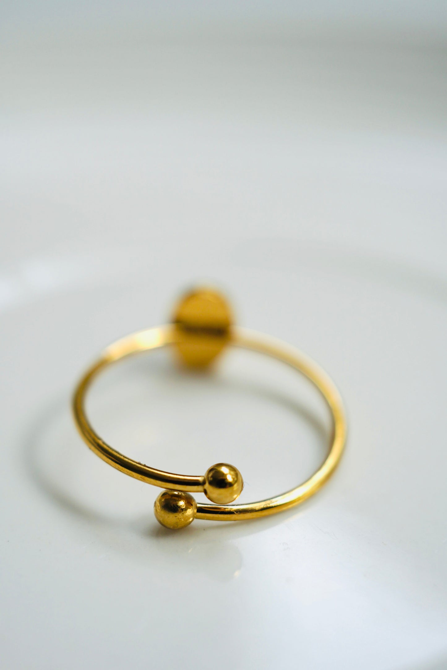 Oval Stone Minimalist Adjustable Ring in Gold